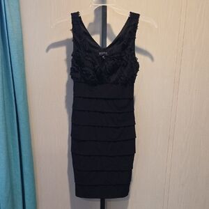 (J34) Enfocus Studio Black Layered Mini Dress Sz 4P